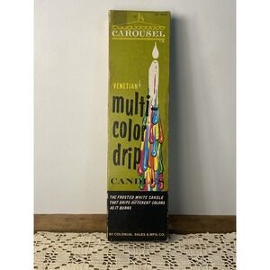 Vintage Venetian Drip Candle Multi-Color Rainbow 12" Taper Retro Home Decor (2)